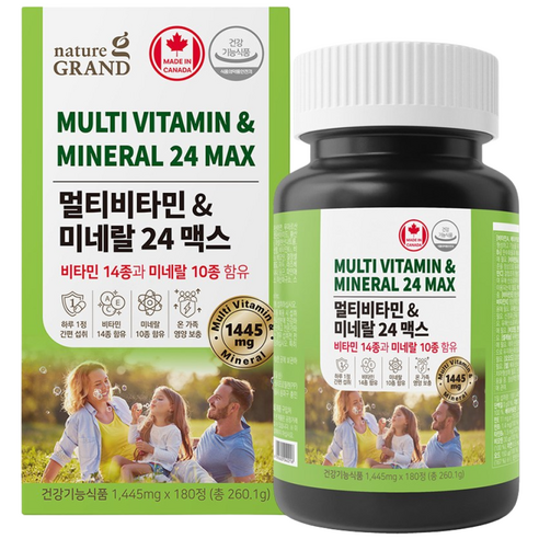 네이처그랜드 멀티비타민 & 미네랄 24 맥스 비타민14종 미네랄10종 약 6개월분, 1개, 180정