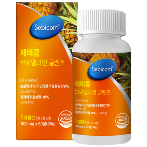 브로멜라인 파인애플 파파야 추출 고함량 식약처인증, 3개, 30회분