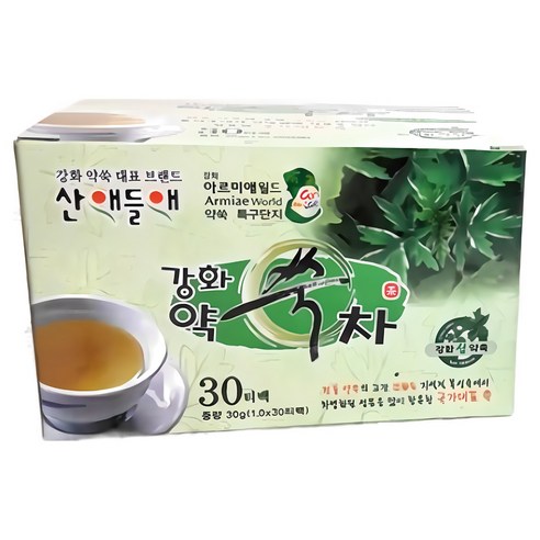 강화사자발쑥 [산애들애] 강화약쑥 티백차 30티백, 1g, 30개입, 3박스