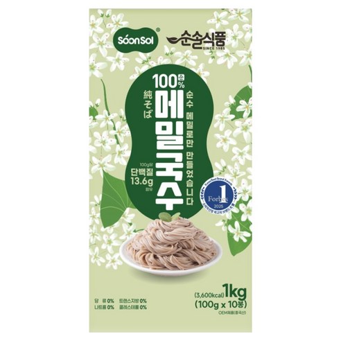 순솔 100% 메밀국수 제로나트륨 설탕없는면, 1박스, 1kg
