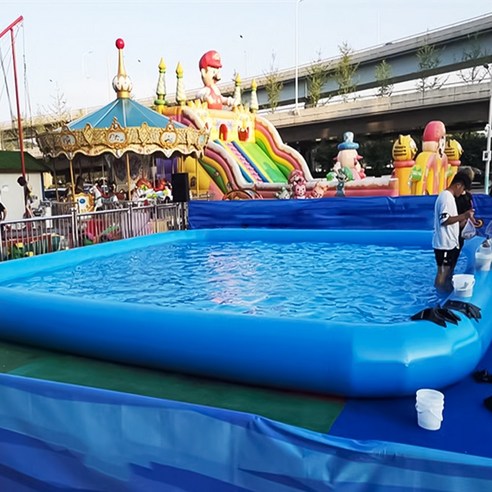 우브로 쉽고간편한 대형수영장 에어 튜브형 특대형 야외 PVC 풀장 초대형 물놀이장, 블루, 1개