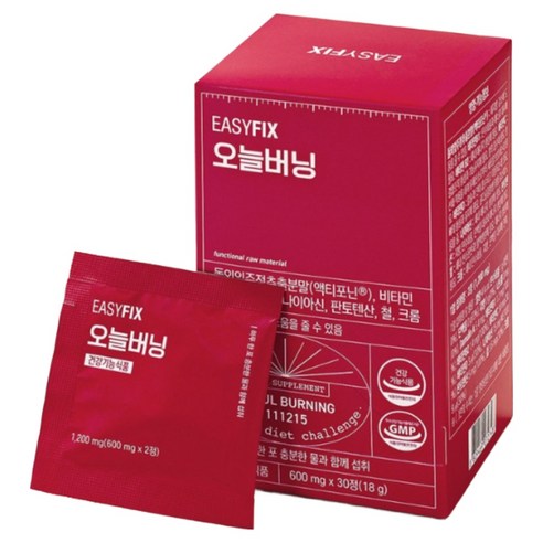 이지픽스 오늘버닝 돌외잎 다이어트 보조제 체지방 감소 단기간 칼로리컷팅, 4개, 30정