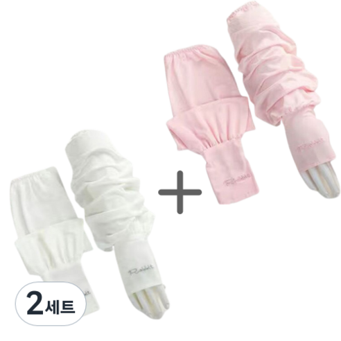 룸앤코지 여름 운전 팔토시 자외선 차단 여성 쿨토시, 화이트+핑크, 2세트