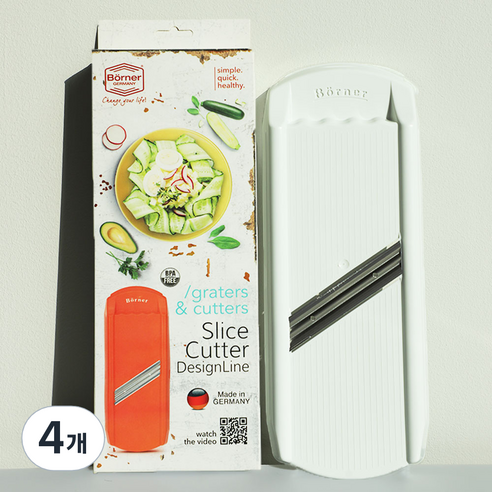 베르너 슬라이스 1.3mm 그레이터 채칼 치킨 호프 양배추채칼 맥주안주 얇은 채소 편썰기, 4개, 화이트
