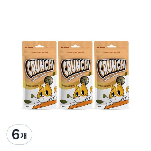 [썬더펫] 닥터뮨 쿠앙 크런치 덴탈 연어 양치껌 고양이껌, 40g, 6개