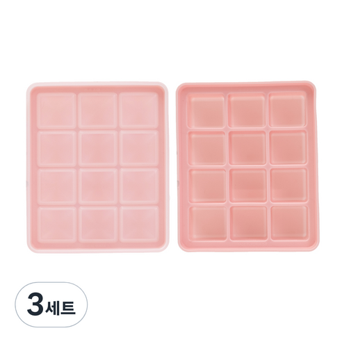 네오실리 국산 프리미엄 실리콘 아이스 트레이 얼음틀, 3세트, 핑크+핑크