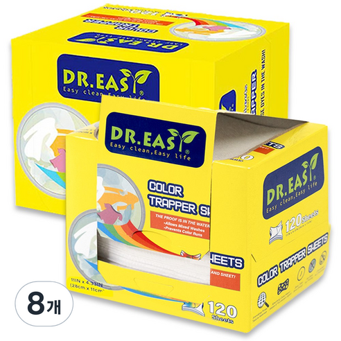 블루선 DR.EASY이염방지시트 먼지제거 얼룩방지 세탁티슈 120매, 120개입, 8개