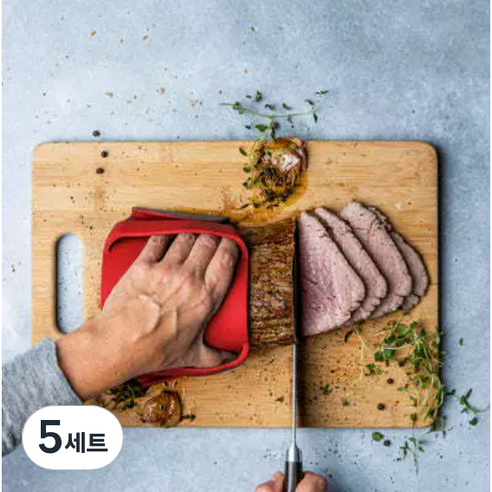 주방장갑 실리콘 냄비 손잡이 오븐 캠핑 다용도 바베큐 집게, 5세트, 레드
