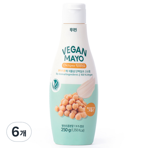 베지빈 병아리콩 비건 마요네즈 저당 저칼로리, 6개, 250g