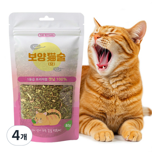 더보양 보양묘술 고양이 천연 수제 제품, 4개, 80g, 캣닢 가루