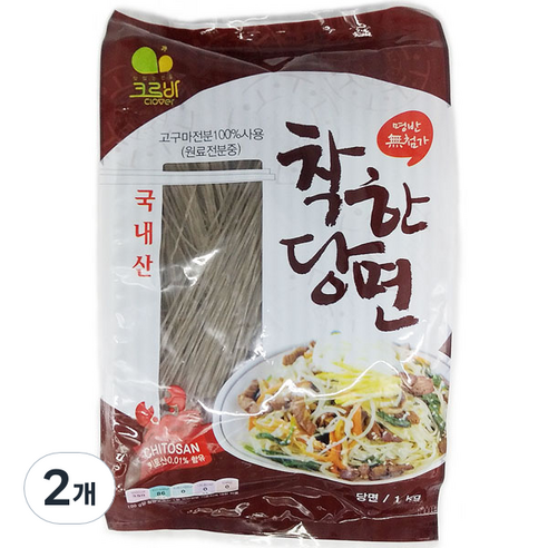 크로바 국산 착한당면, 2개, 1kg
