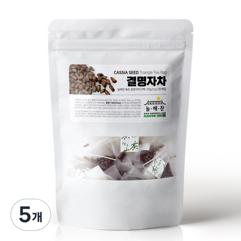 늘해찬 볶은 국산 결명자차 티백 삼각티백 대용량, 1g, 50개입, 5개