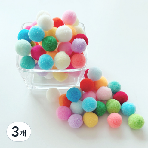 컬러 믹스 폼폼이 뿅뿅이 칼라솜 솜방울 10mm-30mm, 25미리*2봉, 3개, 베이직