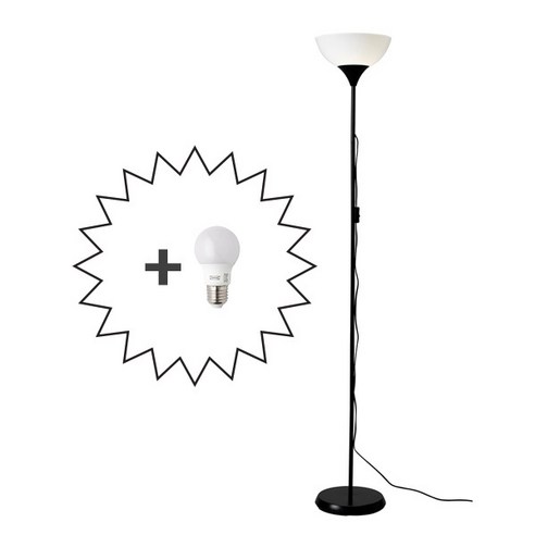 IKEA 이케아 NOT 상향식플로어스탠드+ IKEA정품전구 인테리어등, 블랙/화이트