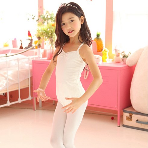 국산 유아 발레리나 레오타드(화이트나시)