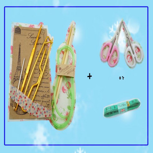 cf 돗바늘+꽈배기+코바늘+마감핀+줄대바늘+가위세트, 플라스틱줄바늘 25mm