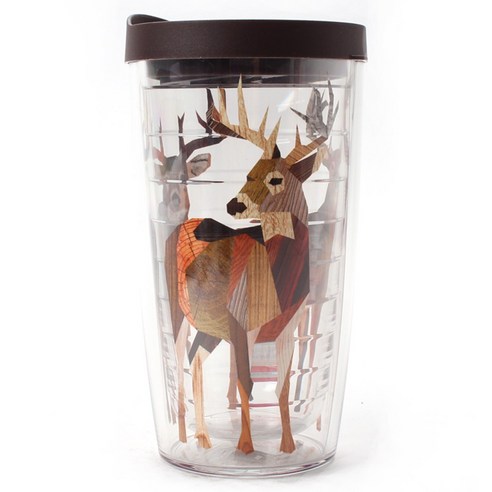 터비스 킵 드링크 핫 & 콜드 텀블러, Wood Grain Deer, 473ml