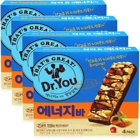 닥터유 에너지바, 160g, 4개