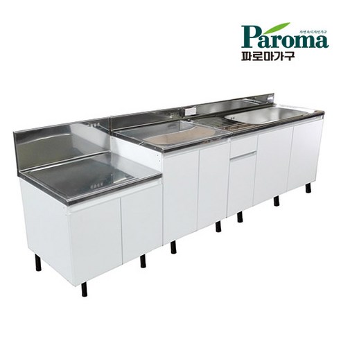 파로마 주방 싱크대 화이트 BEST 특가전, 07_싱크대 2400세트(좌볼) – 화이트