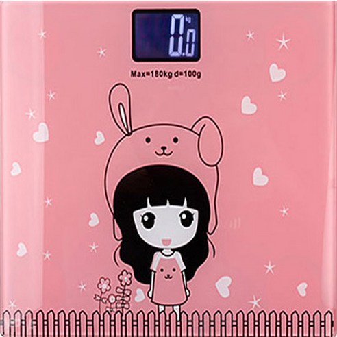 디지털 사각 백라이트 체중계, 핑크, 1개