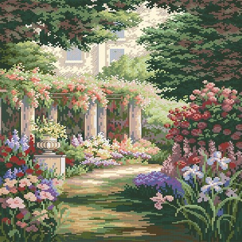 홈데코 꽃길 십자수 패키지 (도안+원단+실+바늘), 1개