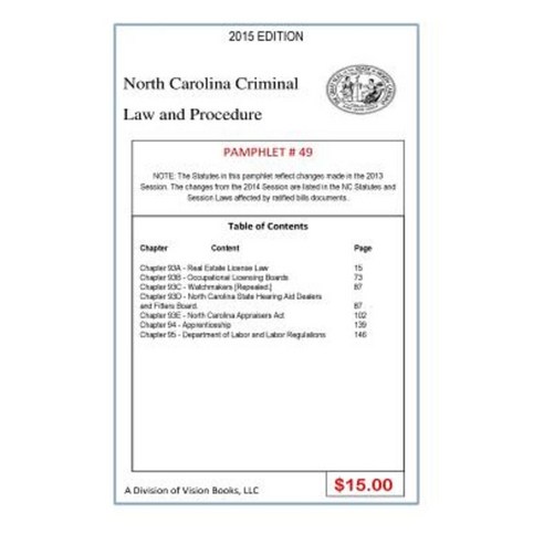 North Carolina Criminal Law and Procedure-Pamphlet 49 Paperback ...