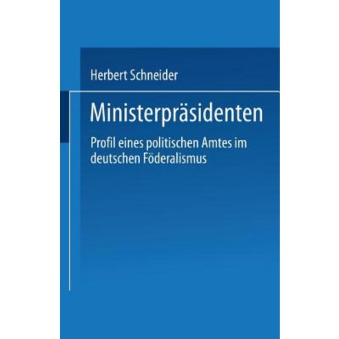 Ministerprasidenten Paperback, Vs Verlag Fur Sozialwissenschaften