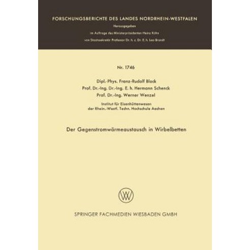 Der Gegenstromwarmeaustausch in Wirbelbetten Paperback, Vs Verlag Fur Sozialwissenschaften