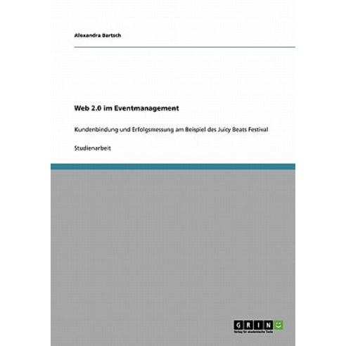 Web 2.0 Im Eventmanagement Paperback, Grin Publishing