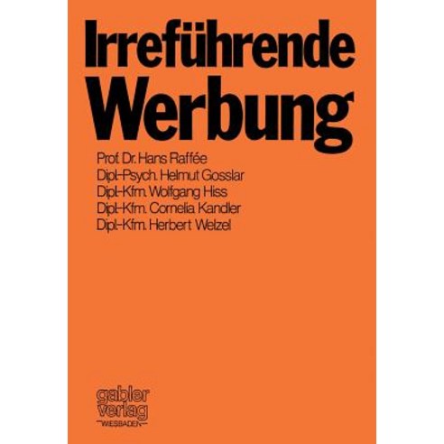 Irrefuhrende Werbung Paperback, Gabler Verlag