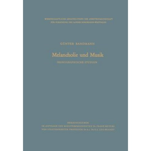 Melancholie Und Musik: Ikonographische Studien Paperback, Vs Verlag Fur Sozialwissenschaften