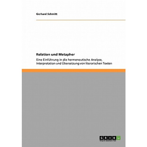 Relation Und Metapher Paperback, Grin Publishing