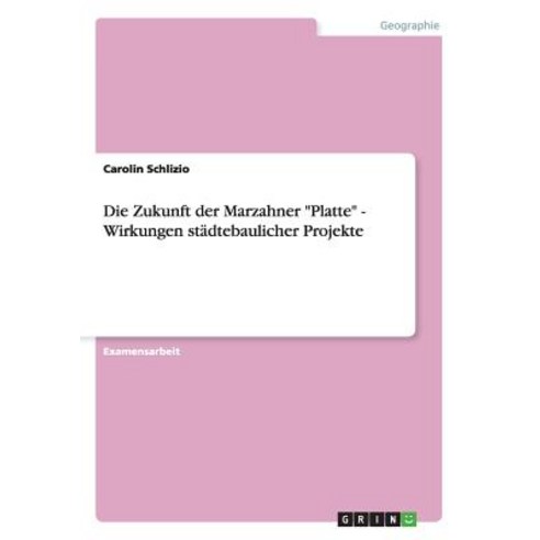 Die Zukunft Der Marzahner "Platte" - Wirkungen Stadtebaulicher Projekte Paperback, Grin Publishing