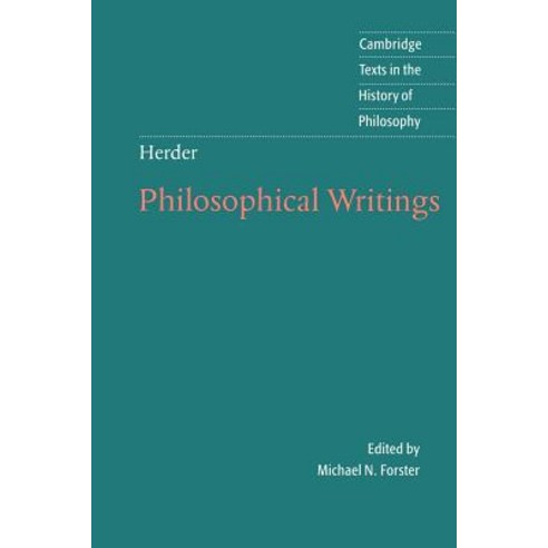 Herder: Philosophical Writings Paperback, Cambridge University Press