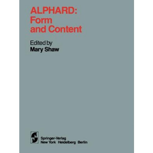 Alphard: Form and Content: Form and Content Paperback, Springer