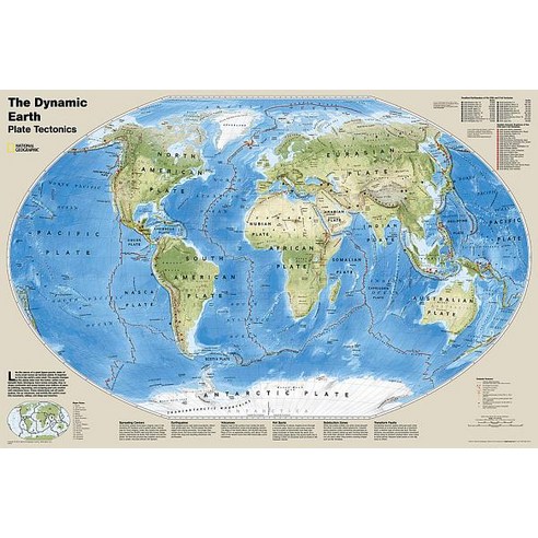 The Dynamic Earth Plate Tectonics [Laminated] Not Folded, National Geographic Maps