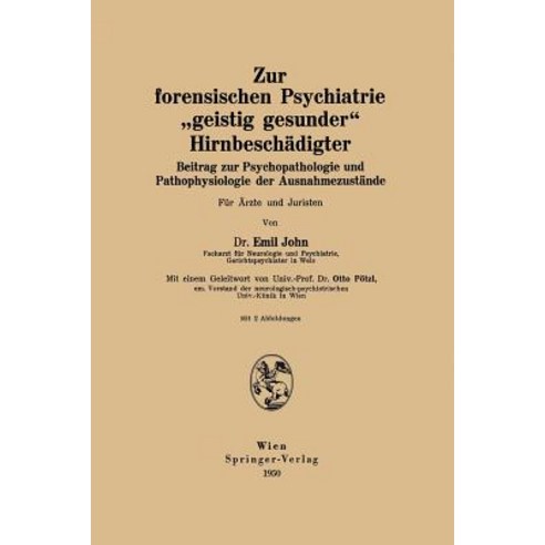 Zur Forensischen Psychiatrie "Geistig Gesunder" Hirnbeschadigter: Beitrag Zur Psychopathologie Und Pat..., Springer
