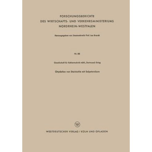Oxydation Von Steinkohle Mit Salpetersaure, Vs Verlag Fur Sozialwissenschaften