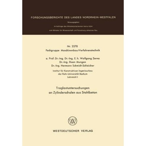 Traglastuntersuchungen an Zylinderschalen Aus Stahlbeton, Vs Verlag Fur Sozialwissenschaften