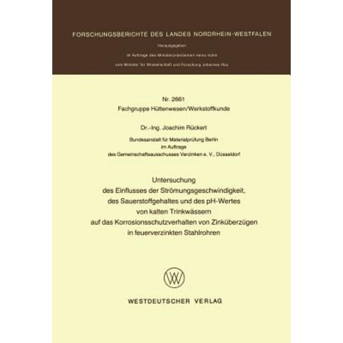 Untersuchung Des Einflusses Der Stromungsgeschwindigkeit Des Sauerstoffgehaltes Und Des PH-Wertes Von..., Vs Verlag Fur Sozialwissenschaften