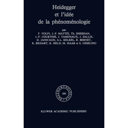Heidegger Et L''Idee de la Phenomenologie, Springer