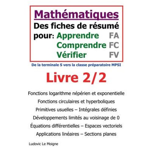 Mathematiques Terminale S Vers Mpsi (Livre 2/2), Books on Demand