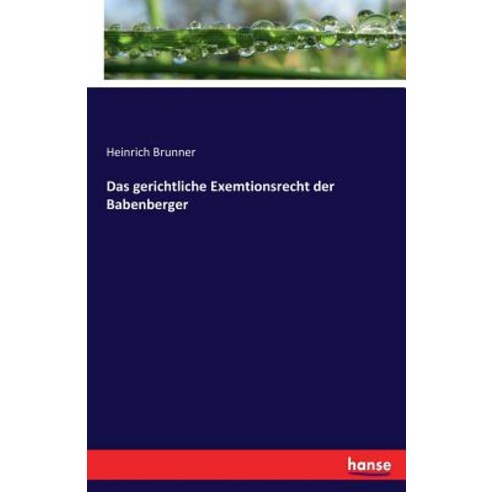 Das Gerichtliche Exemtionsrecht Der Babenberger Paperback, Hansebooks