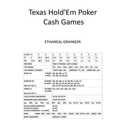 Texas Hold''em Poker Cash Games Paperback, Createspace Independent Publishing Platform