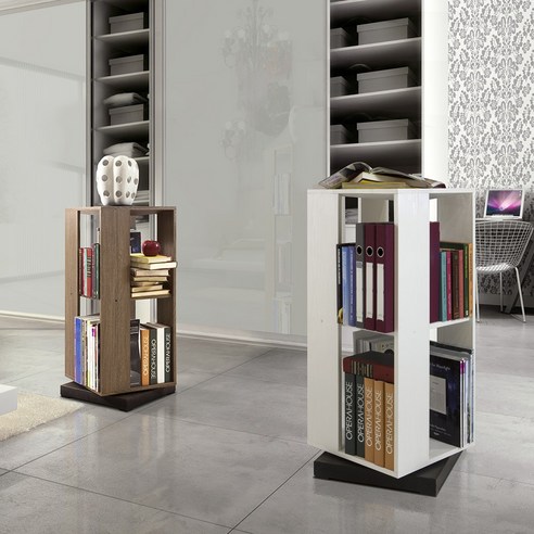 비앙스 VONI 2단 슬림 회전 책장, B형(우드브라운)