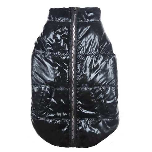 팹도그 메탈릭 퍼펄 애견 패딩 코트, Black, 1개