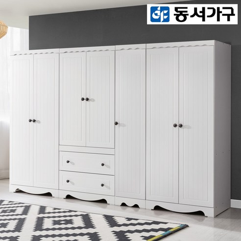 동서가구 착불 해피2800옷장세트 도어반장형 DF910344, 화이트