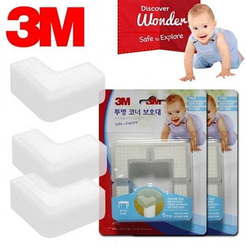 3M 투명 코너 보호대 모서리 유아 안전 용품 4Px2개, 2개