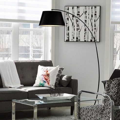 루미아데코 모더니즘 활 장 스탠드, 아이보리갓-화이트바디