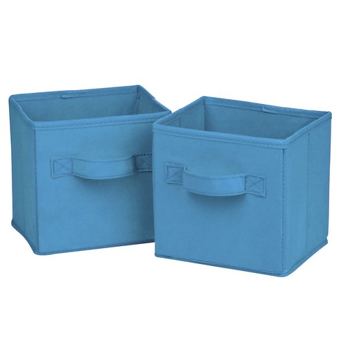 허니캔두 미니 논-우븐 폴더블 큐브 패브릭리빙박스, Aqua Blue, 2개입